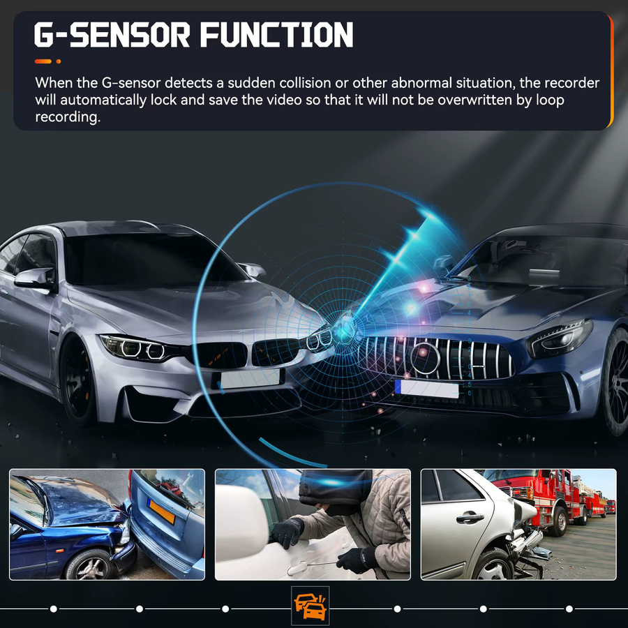 Podofo 4-Kanal Auto-Dashcam mit 1080P Full HD, 360-Grad Aufnahmen und Nachtsicht, 4-Kamera-System als Auto-Blackbox inklusive Front-, Seiten- und Rückfahrkamera, Schwarz - Bild 6