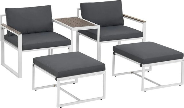 Juskys Gartenmöbel Sofa Set Bari aus Metall in Grau mit modernem Design - Bild 2