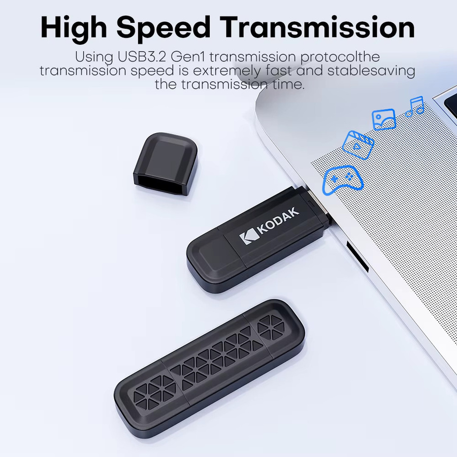 Kodak K143D USB Flash-Laufwerk mit USB 3.2 und USB-C Anschluss, OTG Hochgeschwindigkeits-Speicherstick für Handy und Computer, Schwarz, 32 GB - Bild 2