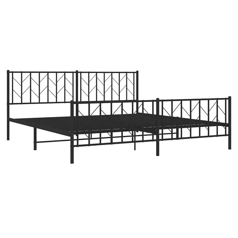 Vidaxl Metall-Bettgestell mit Kopfteil und Fußteil im Industrial-Stil, Schwarz, B: 193 cm, T: 203 cm - Bild 2