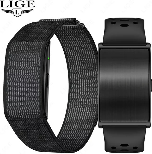 LIGE Fitness-Tracker Smart-Armband mit GPS und Herzfrequenzmesser, wasserdicht, Schwarz - Bild 1