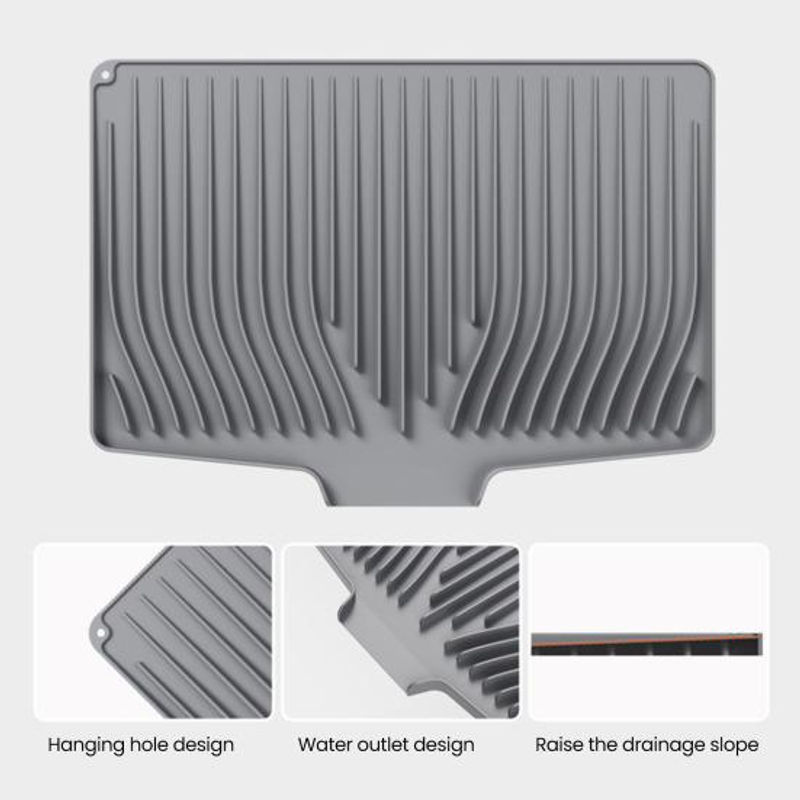 Yousheng Silikon-Abtropfmatte in rechteckiger Form mit schrägem Design für die Küche - Bild 8