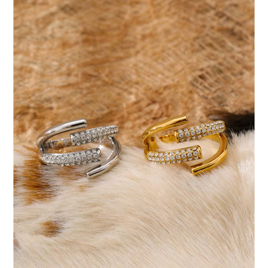 Yhpup Ring Edelstahl, Zirkonia, Damen, Gold - Bild 1