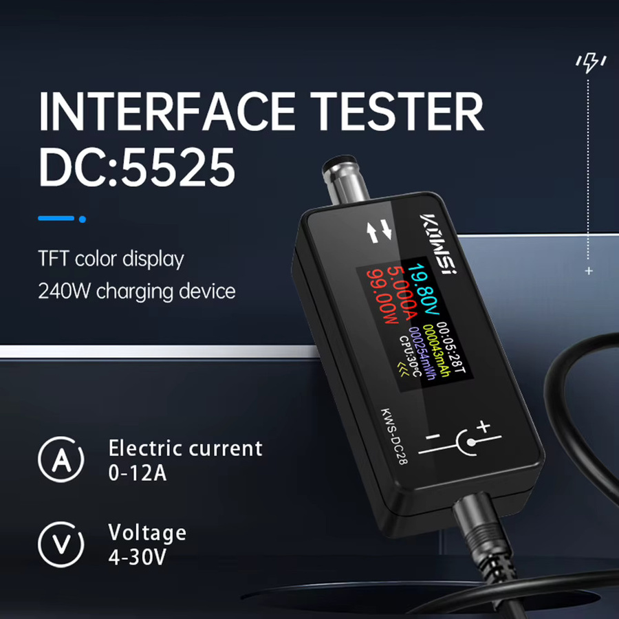 Voktta KWS-DC28 Digitales DC-Multimeter mit TFT HD Display als Spannungsmesser und Amperemeter in Schwarz (4-30V, 0-12A) - Bild 2