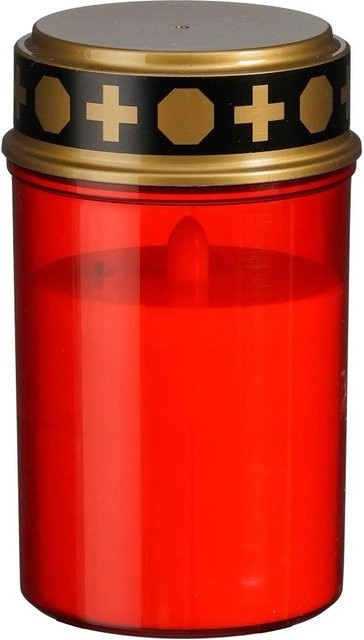 Luca Lighting LED-Grablicht Rot mit Batterie, rundes Tischgrablicht aus Glas, Durchmesser: 7,5 cm, Höhe: 12,5 cm - Bild 1