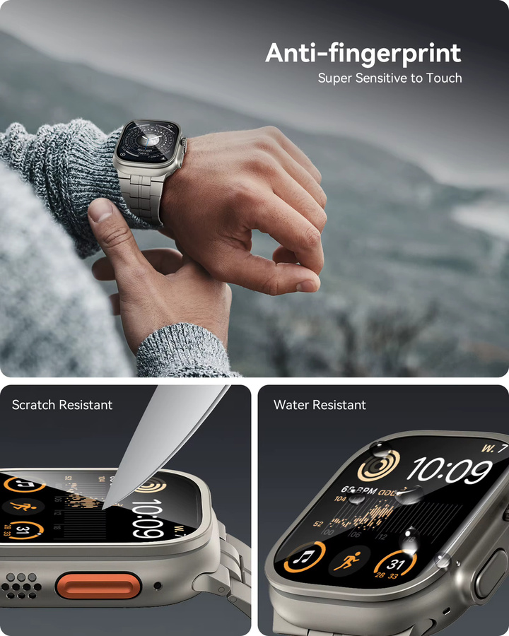 LULULOOK Displayschutzfolie und Hülle für Apple Watch Ultra, Titanlegierung, Silber - Bild 2
