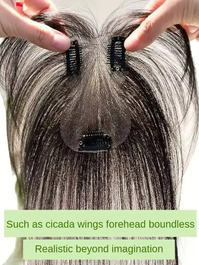 Satifresion Echthaar-Topper für Damen, Mittelscheitel mit Pony, 25 cm - Bild 4