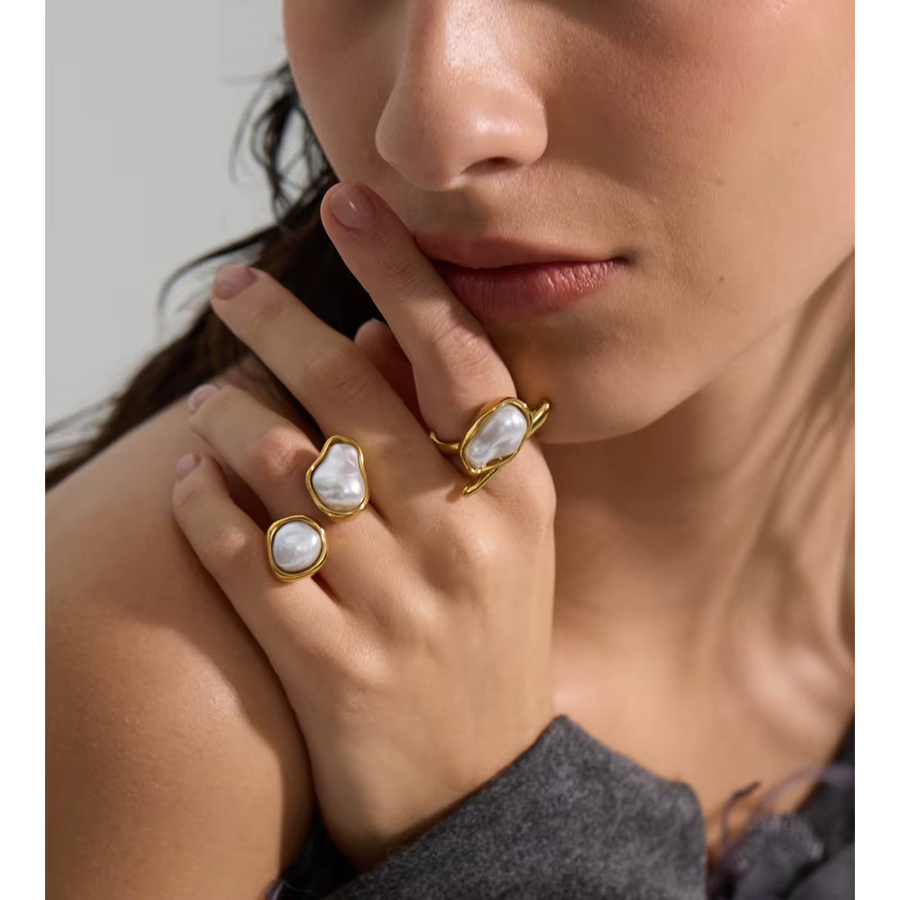Yhpup Ring, Vintage, Perle, Gold, Damen - Bild 3