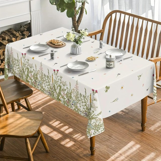 JINGYUE Pet Tischdecke aus Polyester mit Vintage Blumenmuster in Grau und Weiß, B/B: 100 x 145 cm - Bild 1