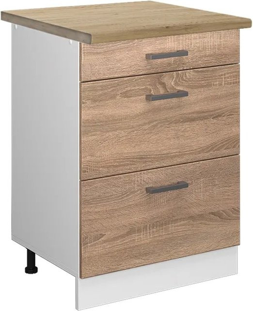 Vicco Küchenunterschrank R-Line Sonoma Weiß mit Schubladen B/T/H: 60 x 60 x 81,6 cm - Bild 1
