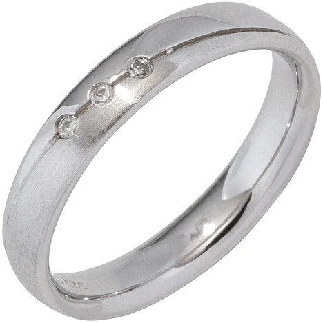 Colfem Partner Ring 925 Silber, Zirkonia, mattiert, Ringgröße 58 - Bild 1