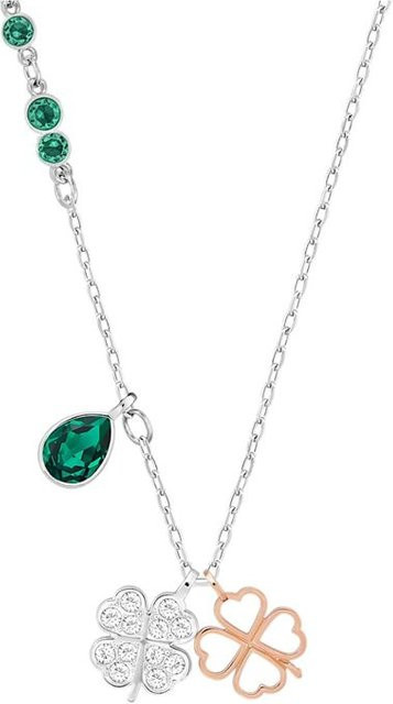 Swarovski Halskette, Grüner Glücksklee, Silber, Kristall, Damen - Bild 1