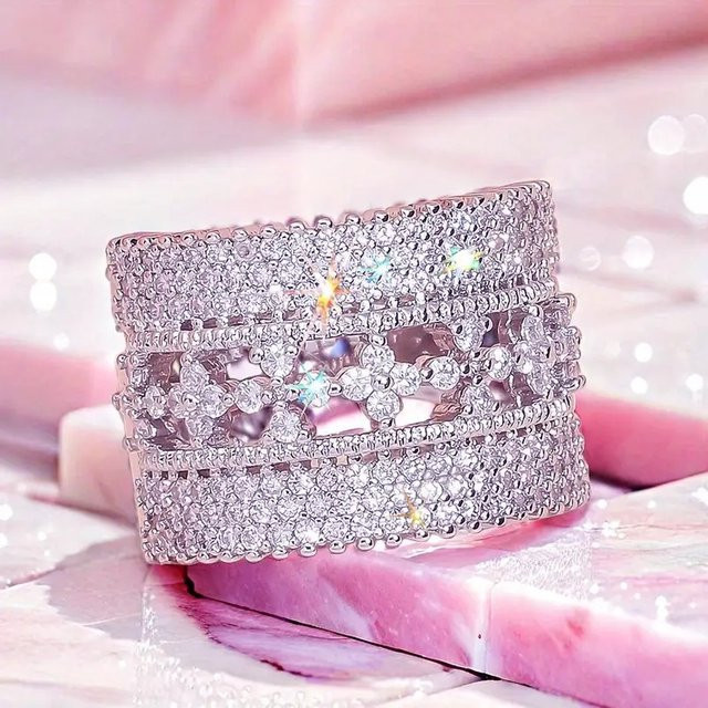 Huitan Ring, Zirkonia, Silber, Damen - Bild 1