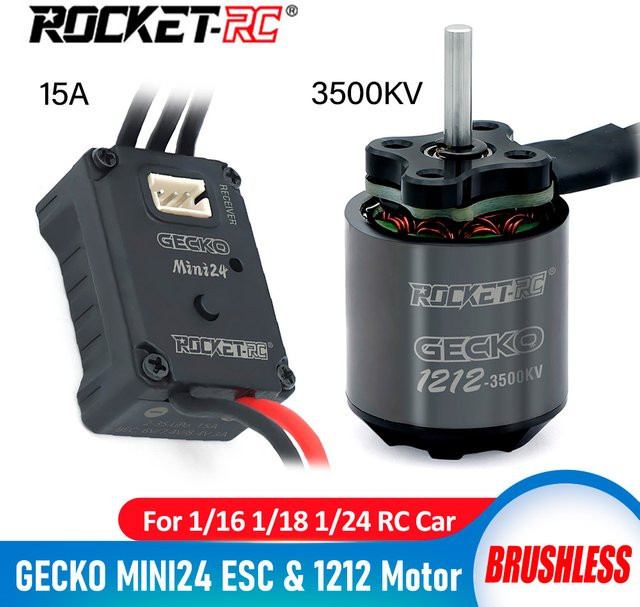 ROCKET-RC GECKO MINI24 ESC 1212 Motor Bürstenlos, für 1/16 1/18 1/24 RC Auto - Bild 1