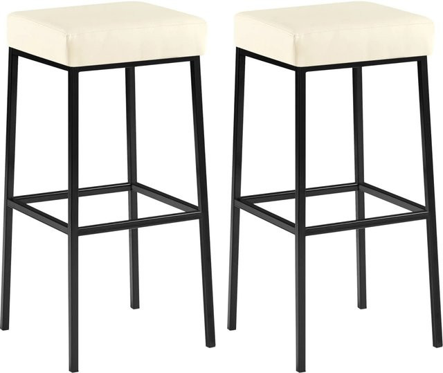 2er Set Barhocker DELUKE BIDAN aus Kunstleder in Creme, Barstühle mit Lehne B/T/H: 37 x 37 x 83 cm - Bild 1