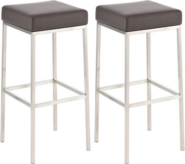 2er Set Barhocker DELUKE BIDAN aus Kunstleder in Braun, B/T/H: 37 x 37 x 85 cm - Bild 1