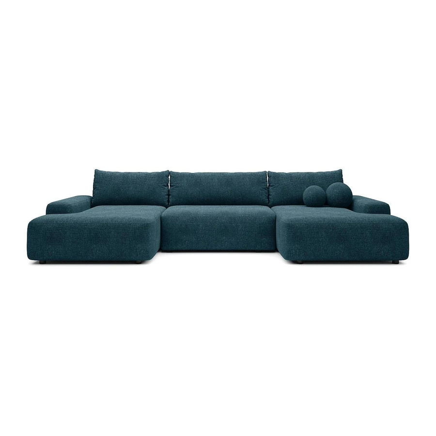 Vente-unique Schlafsofa Daviso in Blau mit L-Form und Stoffbezug, Breite: 360 cm - Bild 2