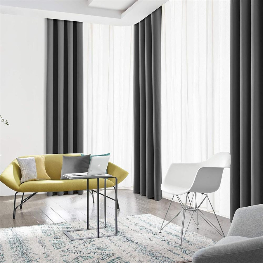Verdunkelungsvorhang Yiran Furniture in Grau mit Ösen, schalldämmend, Breite: 100 cm, Höhe: 270 cm - Bild 3