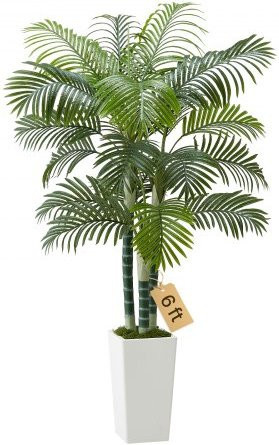 VEVOR Künstliche Areca-Palme in Grün und Weiß mit weißem Pflanzgefäß, Höhe: 178 cm, Breite: 104 cm, Tiefe: 104 cm - Bild 1