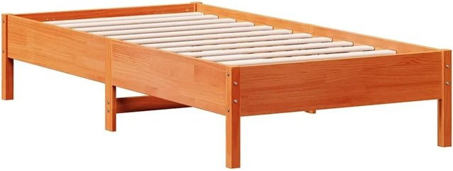 vidaXL Massivholzbett aus Kiefernholz in Braun mit rustikaler Optik, B/T/H: 90 x 190 cm - Bild 1