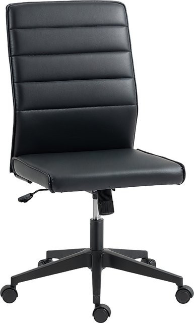 HOMCOM Bürostuhl aus PU-Leder in Schwarz mit Wippfunktion, höhenverstellbar 97-107 cm, Drehstuhl mit geschwungener Rückenlehne und gepolstertem Sitz - Bild 1