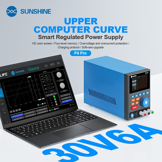 SUNSHINE P4 PRO Intelligentes DC-Geregeltes Netzteil 30V 6A in Blau mit Obercomputer-Kurve für präzise Werte - Bild 1