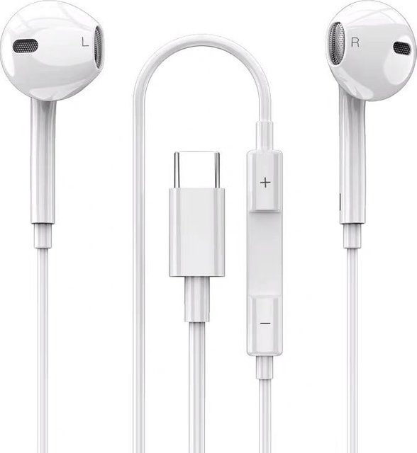 ZLH Mall Wired Kopfhörer mit Lightning, USB-C und 3,5mm Klinke in Weiß - Bild 1