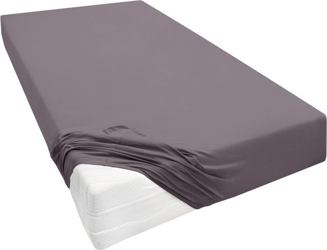 BIBERNA Premium Jersey-Elasthan Spannbettlaken für Boxspringmatratzen, Grau, B/T: 90-100 x 200-220 cm - Bild 1
