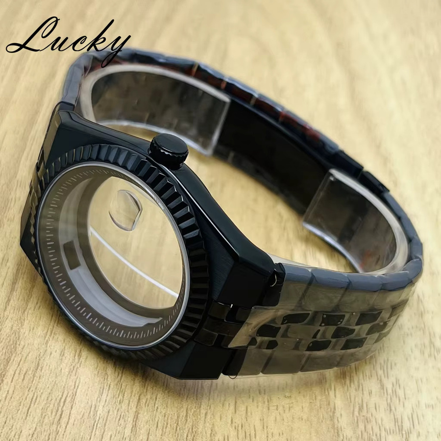 MUZHI Uhrengehäuse mit Armband, Edelstahl, Schwarz, 40 mm, Unisex - Bild 3