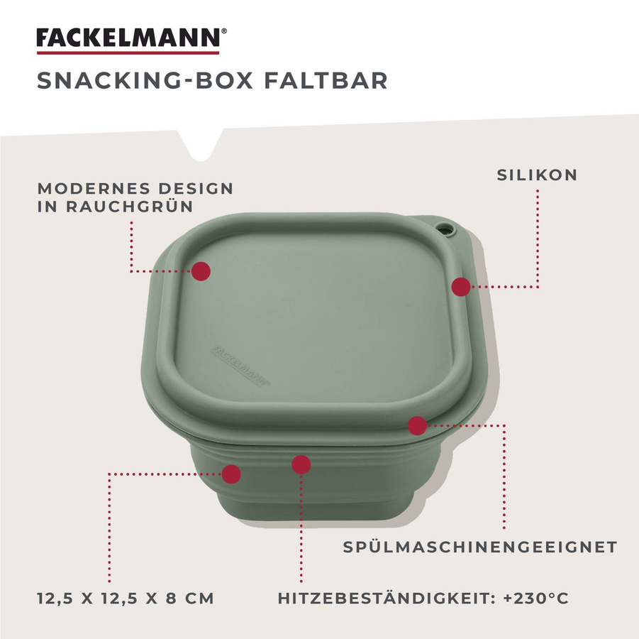 Fackelmann Snack Box Be The Move, faltbar, eckig, grün, B/T/H: 13 x 13 x 8 cm - Bild 3