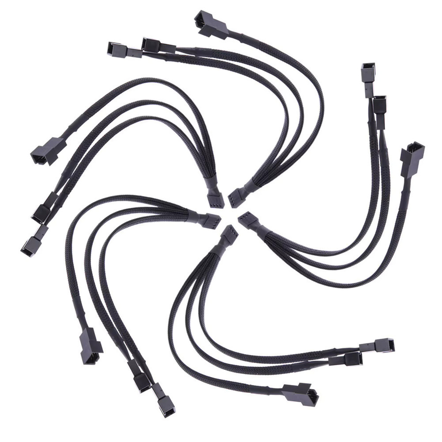OULLX 4-Pin PWM CPU Power Splitter Kabel für Desktop PC, geflochtene Draht-Adapter für Lüfter und Kühler, Schwarz - Bild 3