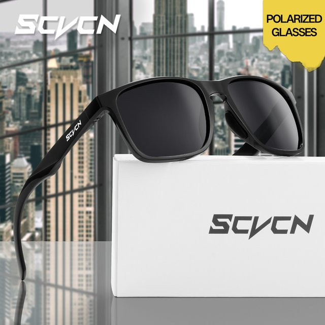 SCVCN Sportsonnenbrille, Vollrand, Schwarz, Kunststoff, polarisiert - Bild 1