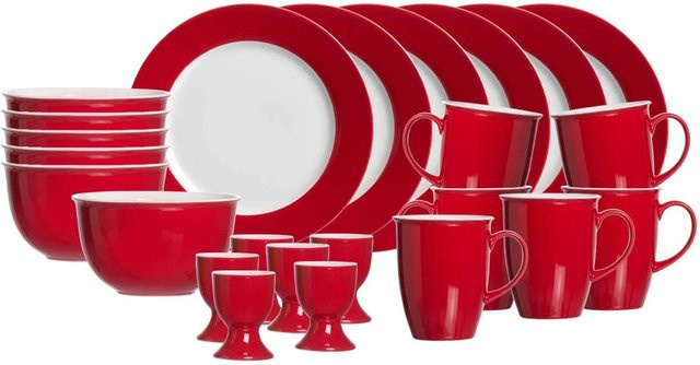 Ritzenhoff & Breker Frühstücksservice Doppio aus Porzellan, 24er Set, rot/mehrfarbig - Bild 1