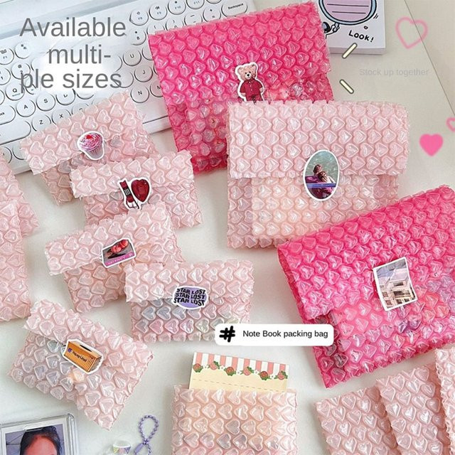 10 Stück Herz Bubble Bags Selbstklebende Stoßfeste Versandtaschen in Rosa - Bild 1