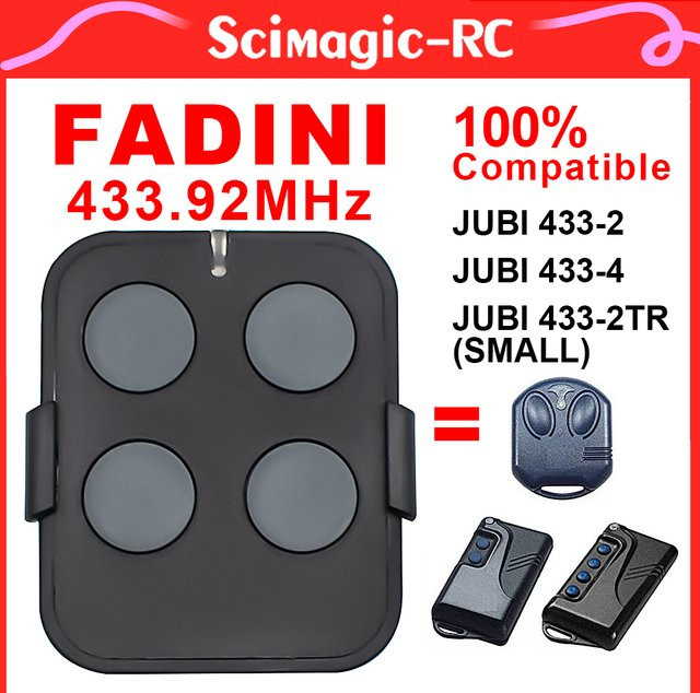 FADINI JUBI 433-2 433-4 433-2TR Rolling Code Garage Fernbedienung für Tor und Türöffner in Schwarz - Bild 1