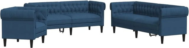 vidaXL 3-teilige Sofagarnitur Blau aus Stoff mit Sessel und Sofas für dein Wohnzimmer - Bild 1