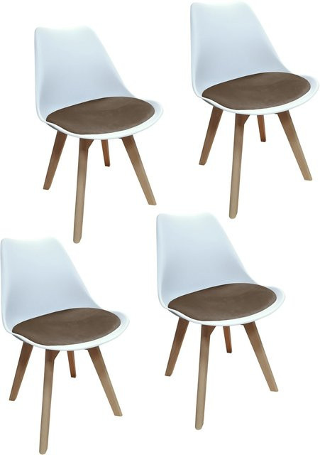 HTI-Living Stuhl Atlanta Modern mit samtiger Oberfläche in Weiß und Braun - Bild 1