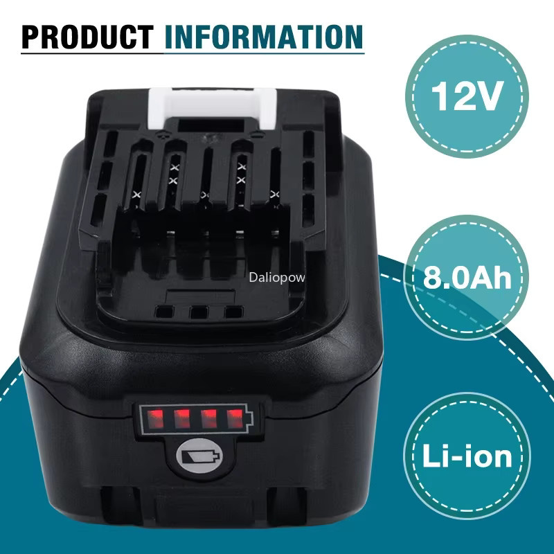 Makita Li-Ionen Ersatz-Akku 10,8V 12V Max 8000mAh in Schwarz für BL1040 BL1020B BL1040B BL1050B BL1041 BL1016 BL1021 - Bild 1