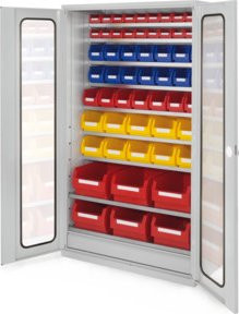 Kappes Grossraumschrank Mod. 23 in Grau mit Sichtfenstertüren, internen Schubladen und Regalböden aus Stahlblech, H: 195,0 cm, B: 113,0 cm, T: 59,0 cm - Bild 1