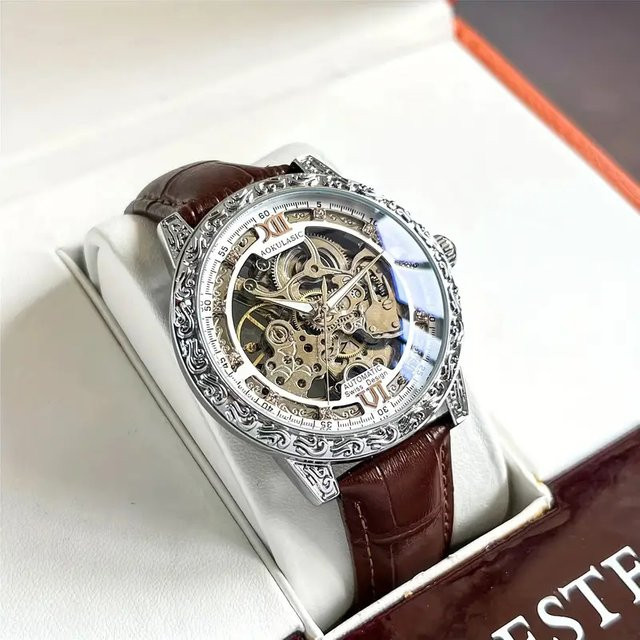 AOKULASIC Armbanduhr Automatik, Leder, Roségold, Herren - Bild 1