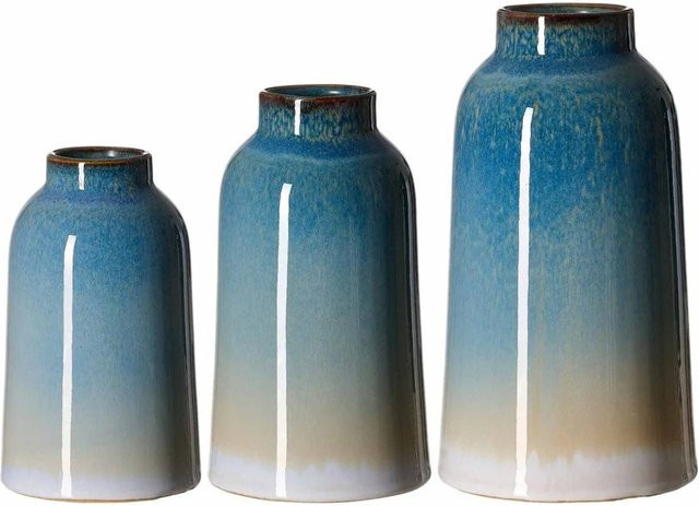 Ritzenhoff & Breker Leria Vase 3er Set aus Keramik in Blau, Beige und Weiß für den modernen Tischdekor - Bild 1