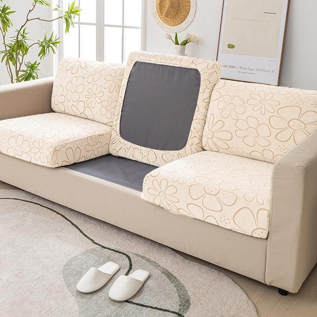 BRHUIXUE Elastischer Sofakissenbezug mit Sonnenblumen-Design in Beige, waschbarer und abnehmbarer Couchbezug aus Polyester - Bild 1