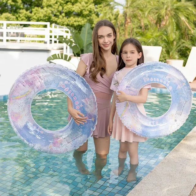 CatXaa Aufblasbarer Burg Schwimmring aus verstärktem PVC für Kinder und Erwachsene zum Spielen im Pool oder im Freien - Bild 1
