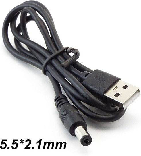 USB 2.0 A auf DC 5,5mm x 2,1mm Buchse Stromkabel in Schwarz - Bild 1