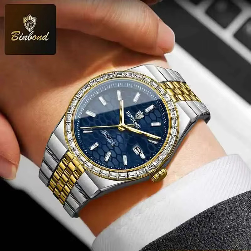 BINBOND Armbanduhr Quarz, Edelstahl, Blau, Herren - Bild 2