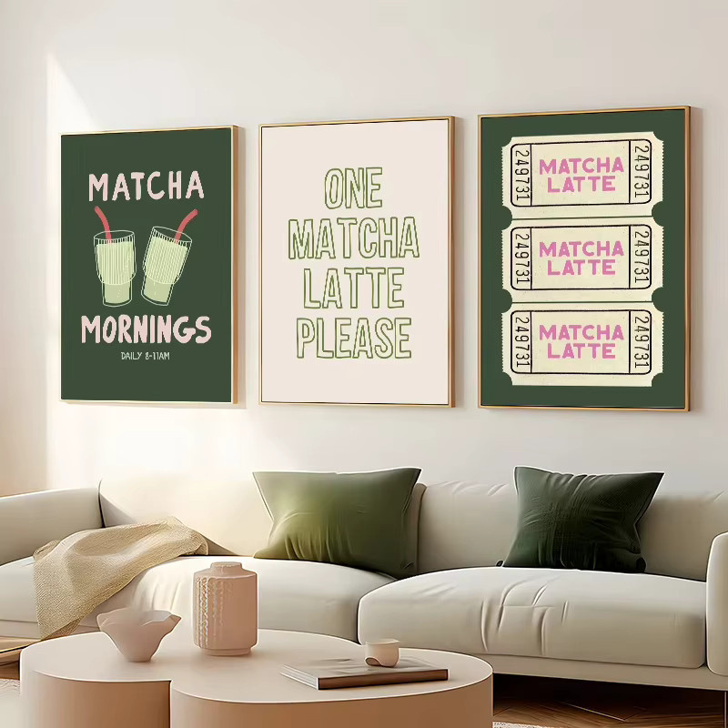 Potdemiel Matcha-Serie Posterdruck in Grün mit abstraktem minimalistischem Design als Wanddekoration aus Papier - Bild 2