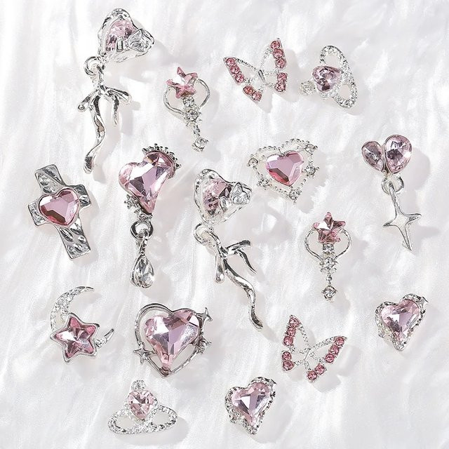 NAILFYOU Nagelzubehör, Rosa, Kristall Metall Anhänger, 5 Stück - Bild 1