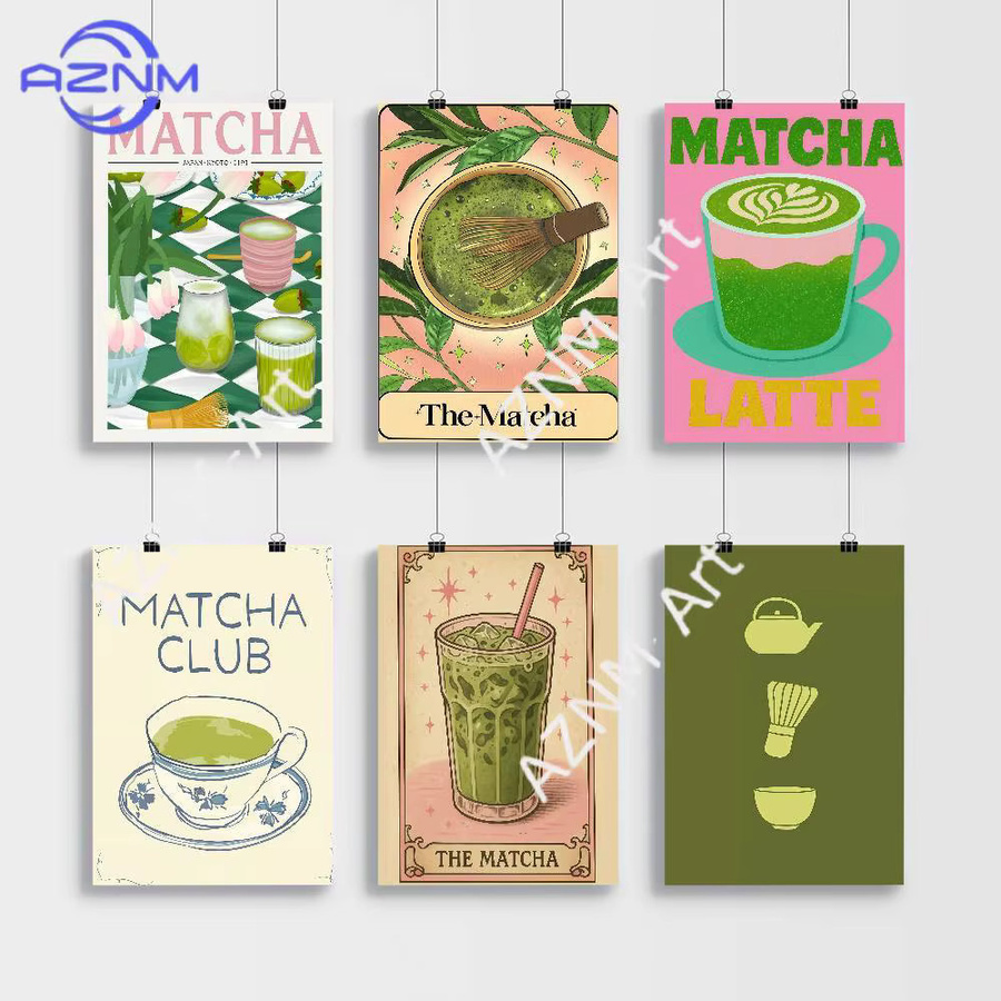 KAYOU Japanischer MATCHA CLUB Selbstklebender Retro Kraftpapier Aufkleber als Wandbild für dein Zimmer, Bar oder Café in Mehrfarbig - Bild 2