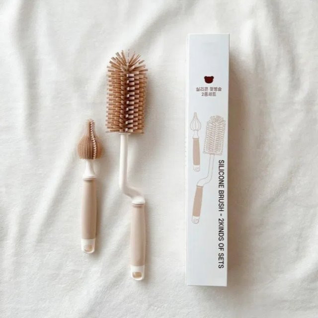 Silikon Reinigungspinsel Set für Babyflaschen und Sauger mit langstieliger Bürste - Bild 1