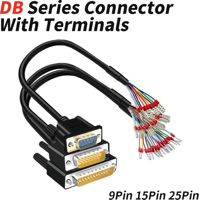 DIVEDEER Serielles Kabel mit Anschlussklemmen DB9 DB15 DB25 in Schwarz - Bild 1
